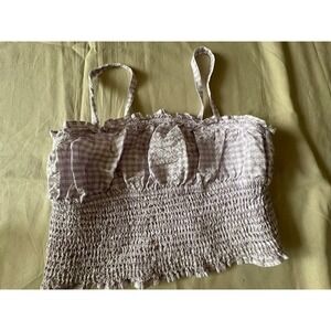 Zara Girls Lavender Gingham Check Smocked Tank Top Sz 10 Spaghetti Straps Summer